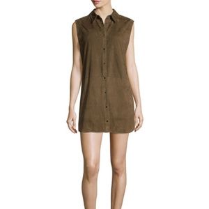 VINCE Suede Snap-Up Dress